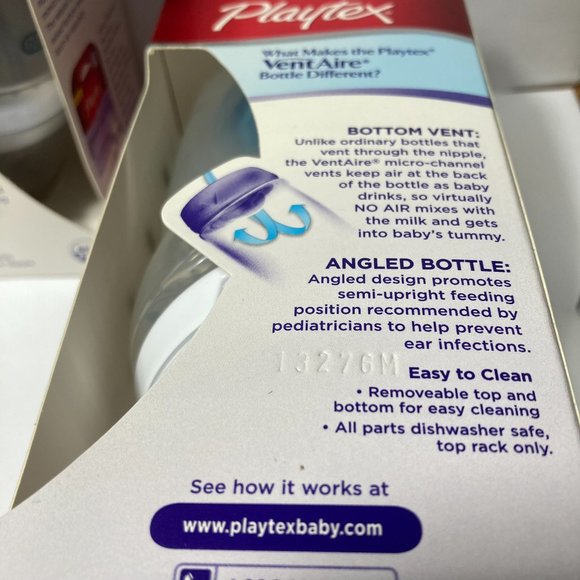 Playtex VentAire 6oz Baby Bottle Naturalatch Silicone Nipple Angled Bottom Vent - Picture 12 of 13